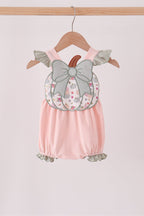 Pink pumpkin bow applique ruffle bubble