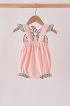 Pink pumpkin bow applique ruffle bubble
