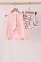 Pink pumpkin bow applique bloomer set