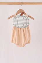 Khaki pumpkin applique bubble