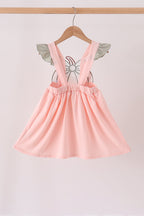 Pink pumpkin bow applique ruffle dress