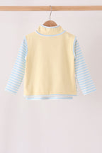 Blue airplane embroidery stripe vest set