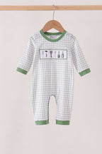 Green tools embroidery romper
