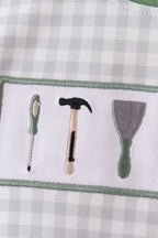 Green tools embroidery romper