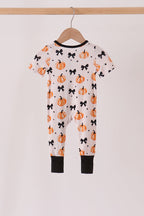 Bow pumpkin bamboo romper