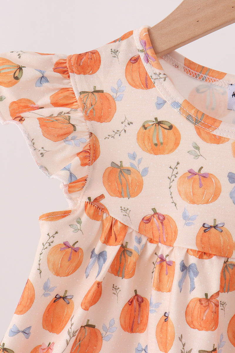 Pumpkin Bow Ruffle Bloomer Set