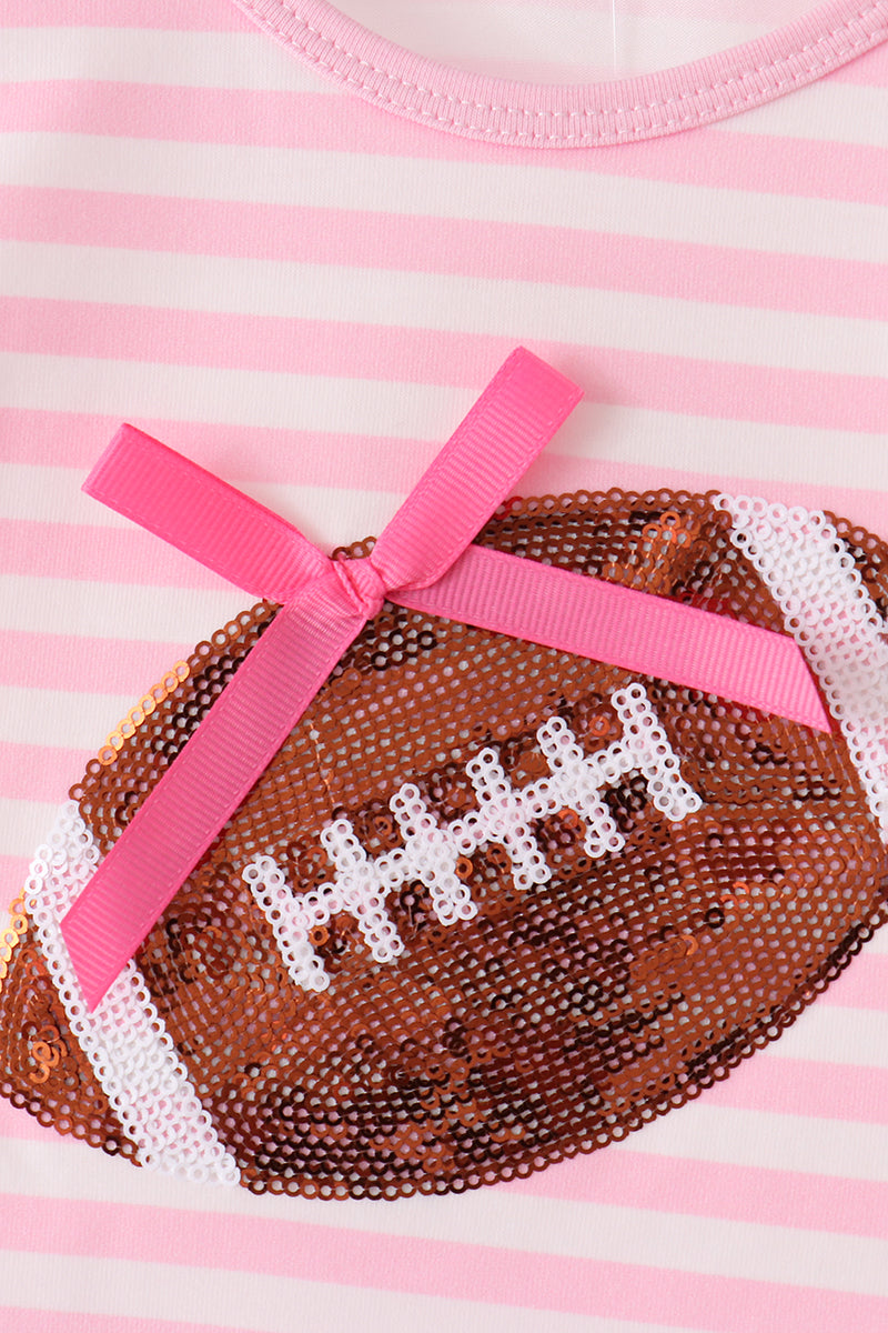 Pink football sequin stripe bloomer set