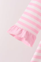 Pink football sequin stripe bloomer set