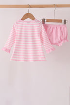 Pink football sequin stripe bloomer set