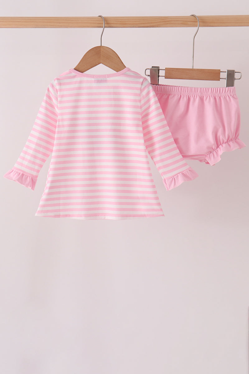 Pink football sequin stripe bloomer set