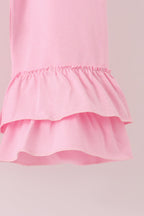 Pink football sequin stripe ruffle pants set