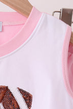 Pink football sequin skorts set
