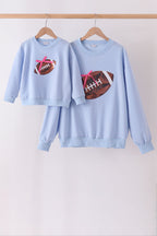 Blue football sequin mom&me top