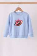 Blue football sequin mom&me top