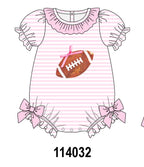 Pink football sequin stripe ruffle bubble