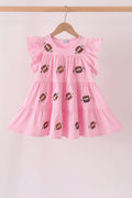 Pink football sequin tiered dress