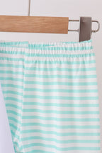 Green excavator french knot stripe pants set