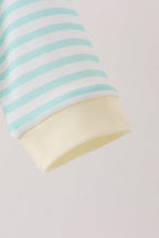 Green excavator french knot stripe romper