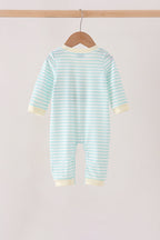 Green excavator french knot stripe romper