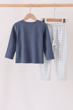 Teal pocket plaid pants set