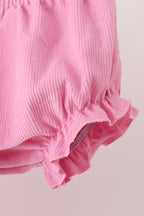 Pink corduroy lace smocked bloomer set
