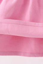 Pink corduroy lace smocked dress