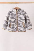 Grey camouflage fleece jacket