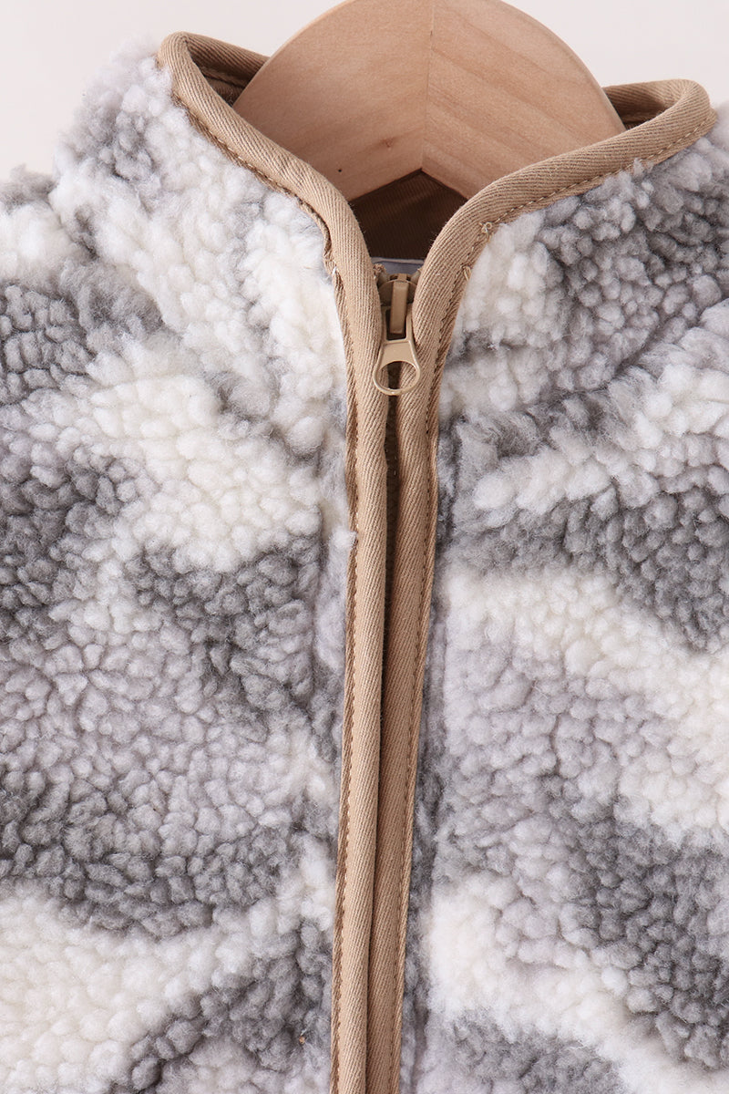 Grey camouflage fleece jacket
