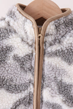 Grey camouflage fleece jacket