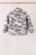 Grey camouflage fleece jacket