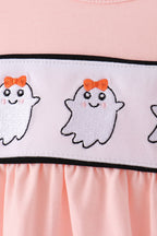Pink Ghost Embroidery Ruffle Bubble