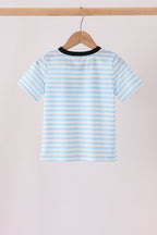 Blue Ghost Embroidery Stripe Top