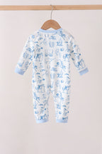 Blue Cowboy Smocked Romper