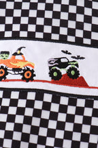 Black car embroidery checkered bubble