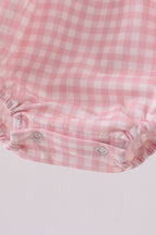 Pink strawberry embroidery gingham bubble