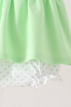 Light green character french knot ruffle bubble