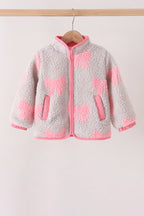 Pink bow fleece jacket