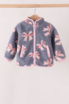 Blue bow fleece jacket