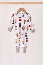 Grey character bamboo zipper romper