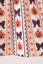 Pumpkin bow embroidery ruffle dress