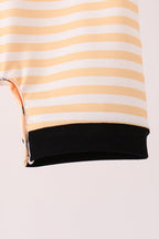Pumpkin embroidery stripe romper