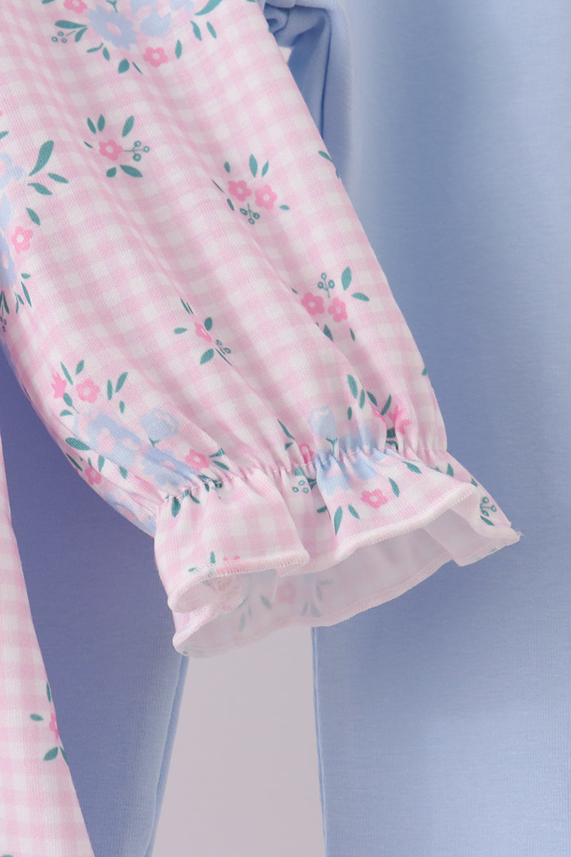 Pink floral bow pants set