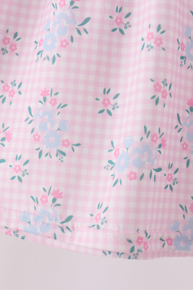 Pink floral bow pants set