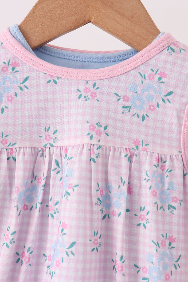 Pink floral bow 2pc bubble set