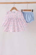 Pink floral bow bloomer set