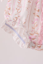 Pink floral turkey embroidery ruffle bubble