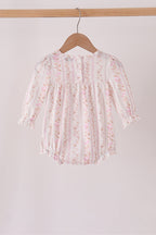 Pink floral turkey embroidery ruffle bubble