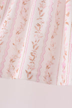 Pink floral turkey embroidery ruffle pants set