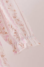 Pink floral turkey embroidery ruffle dress