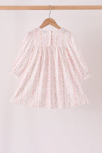 Pink floral turkey embroidery ruffle dress